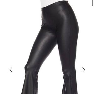 Black pleather bell bottoms